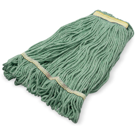 Carlisle 369411B09 Small Green Acrylic Fiber 4 Ply Looped-End Mop w/ Yellow Band