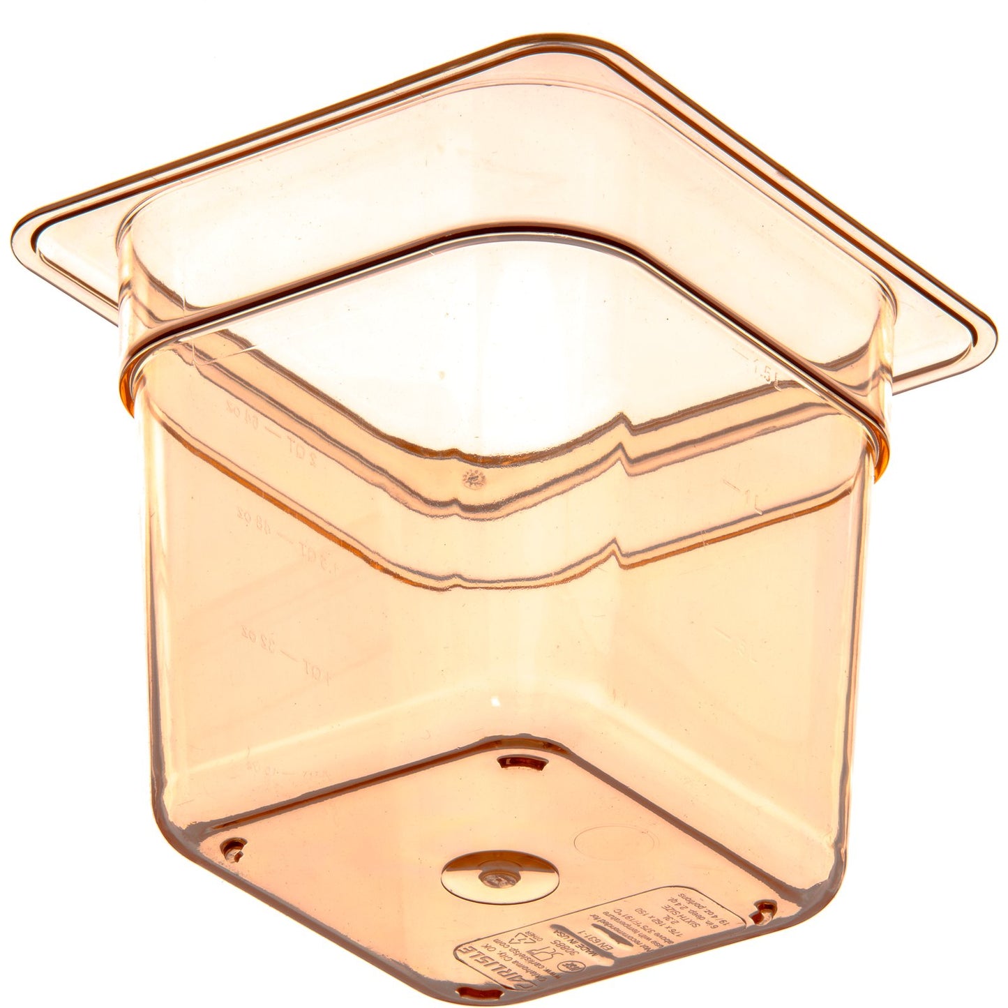 Carlisle 3088513 1/6 Size Amber High Heat Plastic StorPlus Food Pan, 6" Deep
