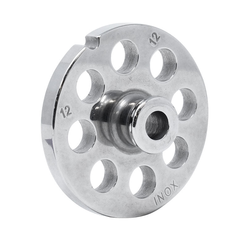 Omcan 11197 #12 One Notch/Round European Style Stainless Steel Plate with Hub, 12mm (1/2")