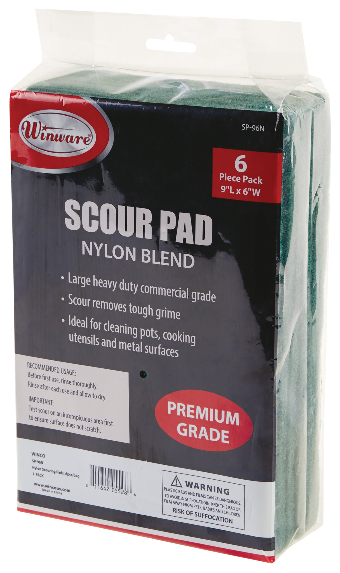 Winco SP-96N Nylon Scouring Pads (6pcs/pack)