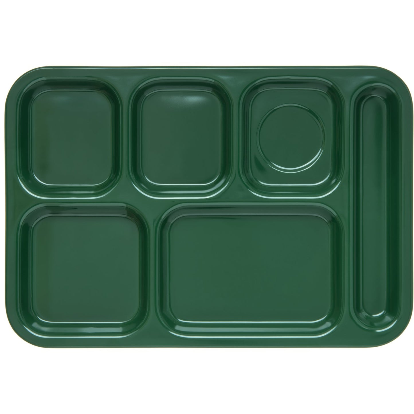 Carlisle 4398808 14.5" x 10" Forest Green 6-Compartment Melamine Right Hand Tray