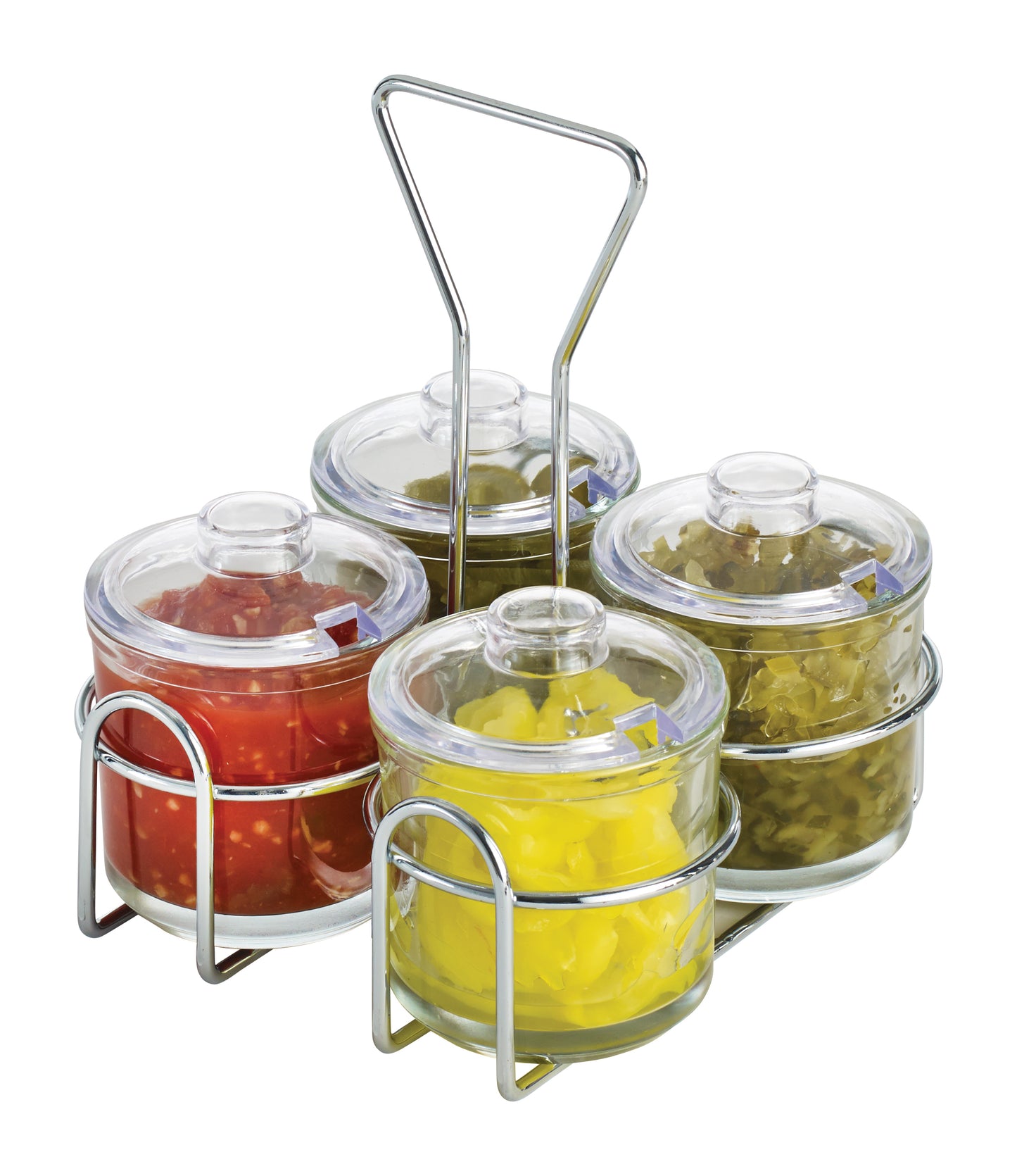Winco WH-9 Chrome-Plated 4-Ring Condiment Jar Holder