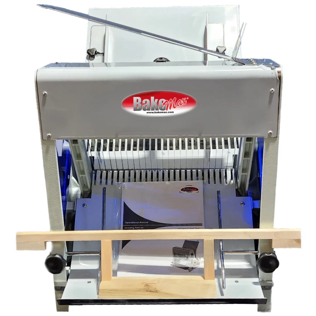 BakeMax BMGF003 Countertop Gravity Feed Soft Crusted Bread Slicer with 9/16″ Slice Thickness