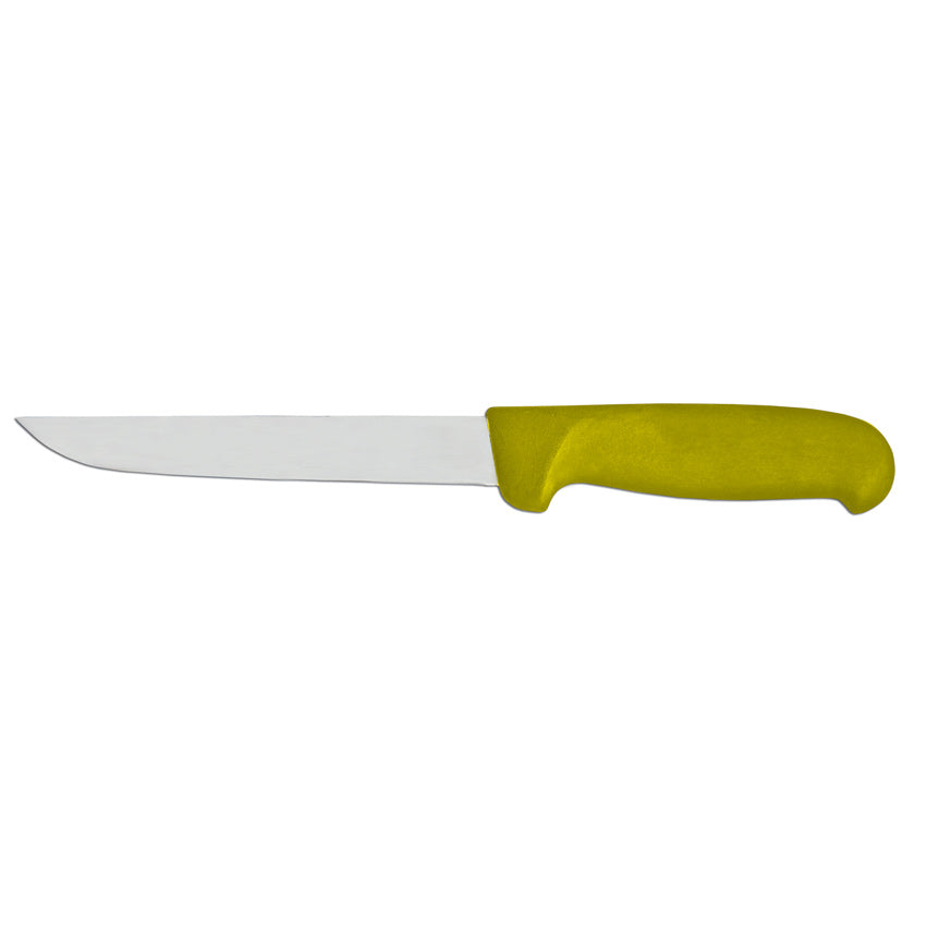 Omcan 23869 6-inch Straight Blade Boning Knife with Yellow Super Fiber Handle