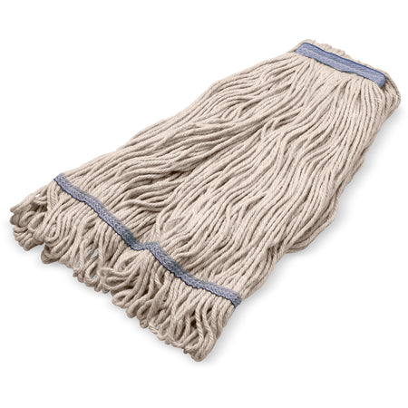 Carlisle 36942900 X-Large Natural Acrylic Fiber 4 Ply Looped End Mop Blue Band