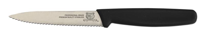 Omcan 11494 4-inch Wavy Edge Paring Knife with Black Polypropylene Handle