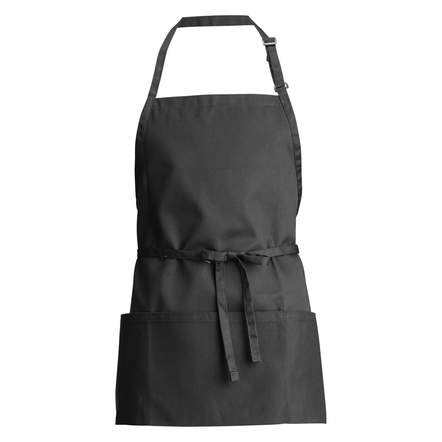 Winco BA-2724K Black 3 Pocket Bib Apron