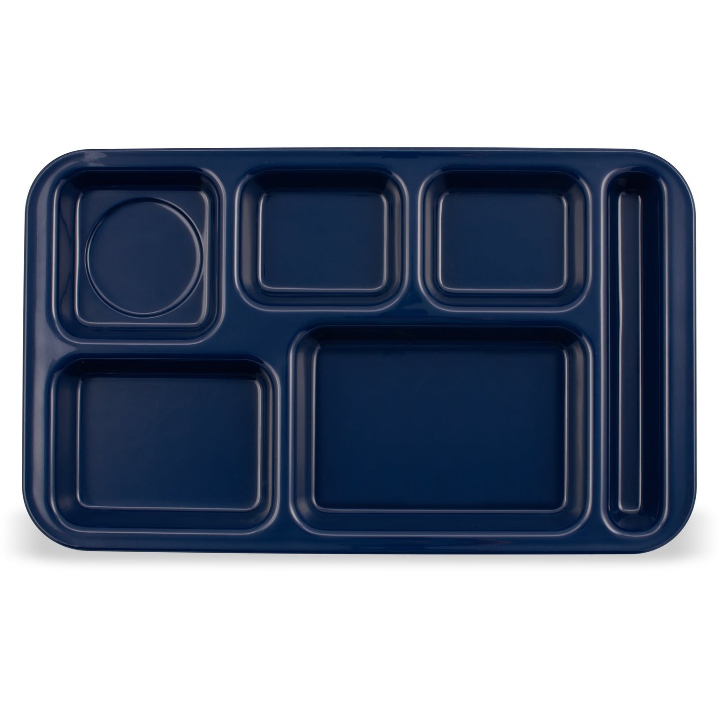Carlisle 4398250 15" x 9" Dark Blue 6-Compartment Melamine Right Hand Tray