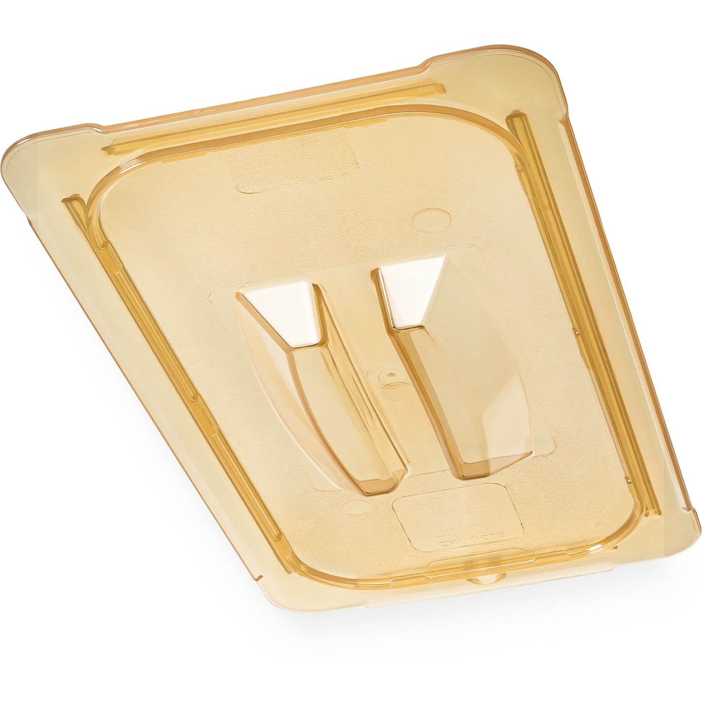 Carlisle 10470U13 1/3 Size Amber High Heat Plastic StorPlus Handled Universal Food Pan Lid