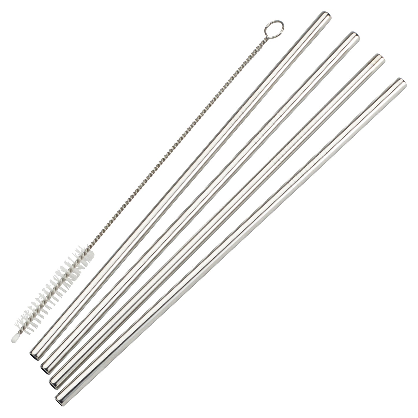 Winco SSTW-8S Straight Stainless Steel 5-Piece Drinking Straw Set