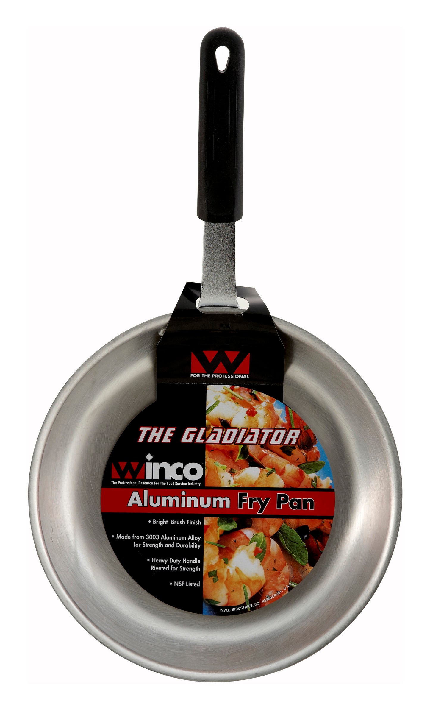 Winco AFP-10A 10" Natural Finish Aluminum Fry Pan, Gladiator
