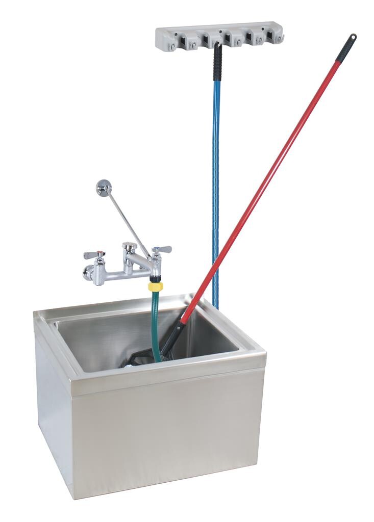 BK Resources BKMS-2424-12-KIT Stainless Steel Mop Sink Kit 24"x24"x12" w/ BKSF-WB1 Service Faucet