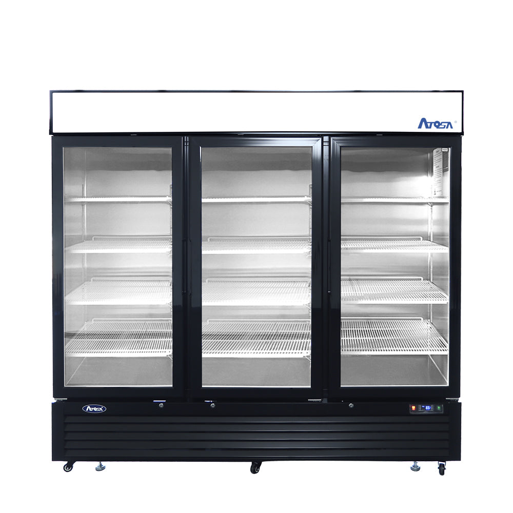 Atosa MCF8724GR 69.54 Cuft Black Triple Glass Door Bottom Mount Merchandiser Refrigerator