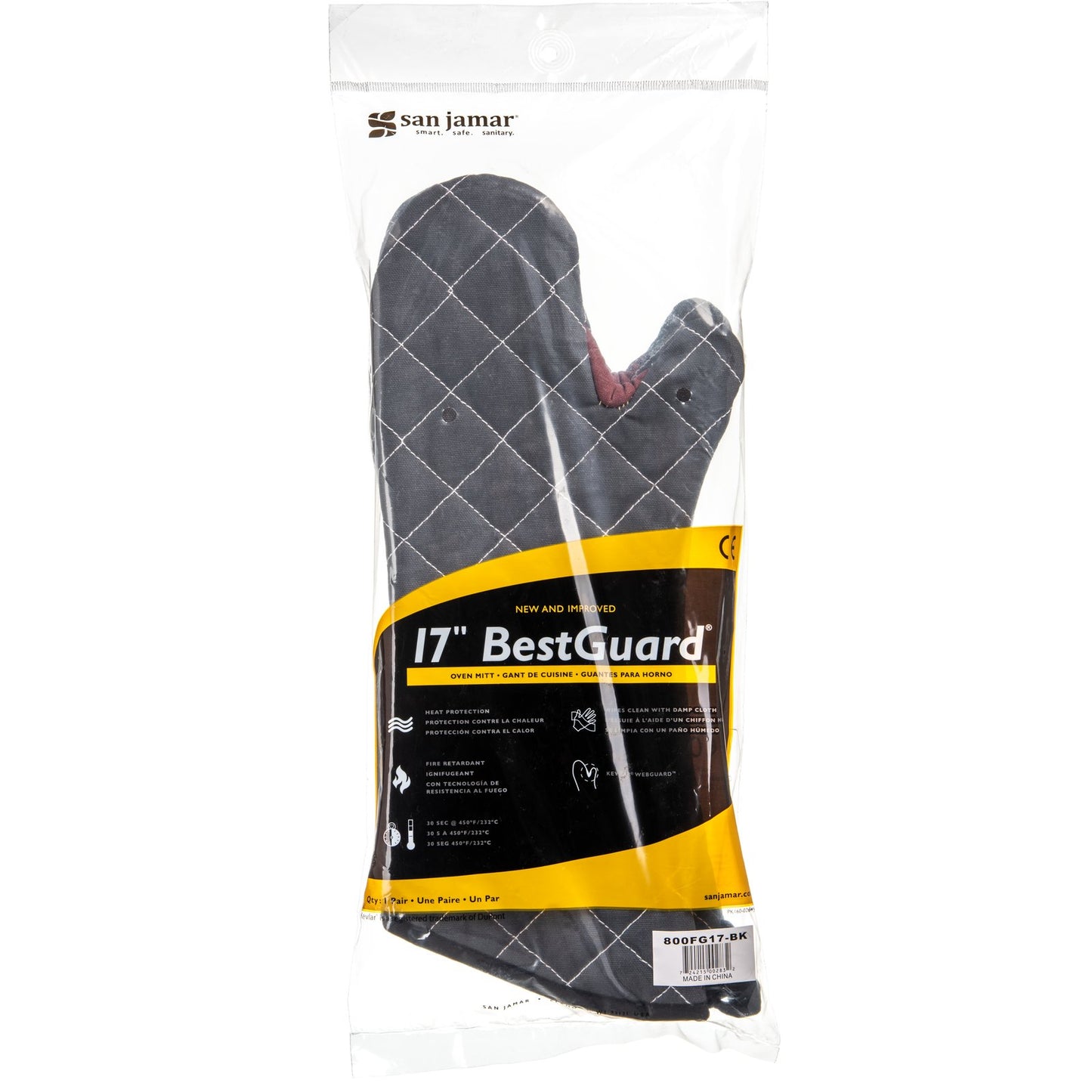 Carlisle 800FG17-BK 17" Black Poly/Cotton Blend Bestguard Ovenmitt
