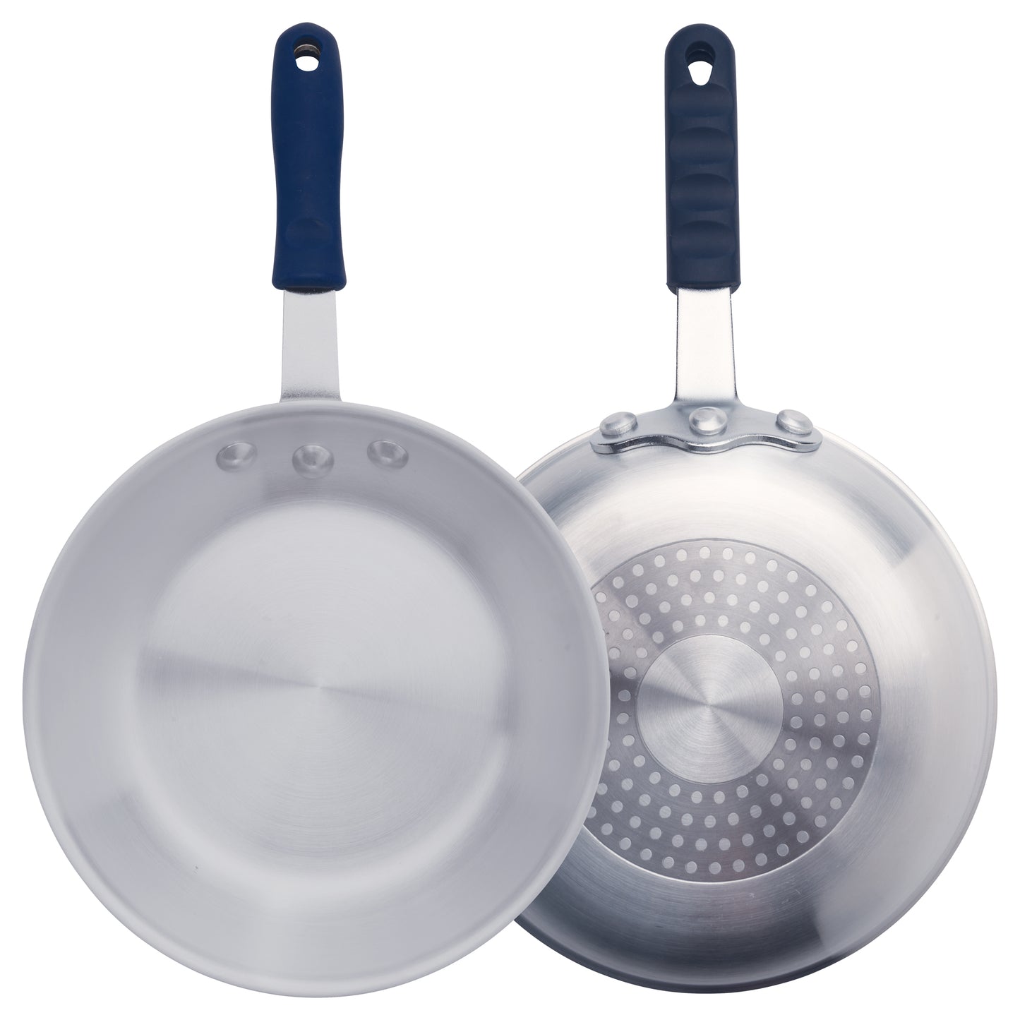 Winco AFPI-8H 8" Natural Finish Aluminum Induction Ready Fry Pan w/ Stainless Steel Bottom