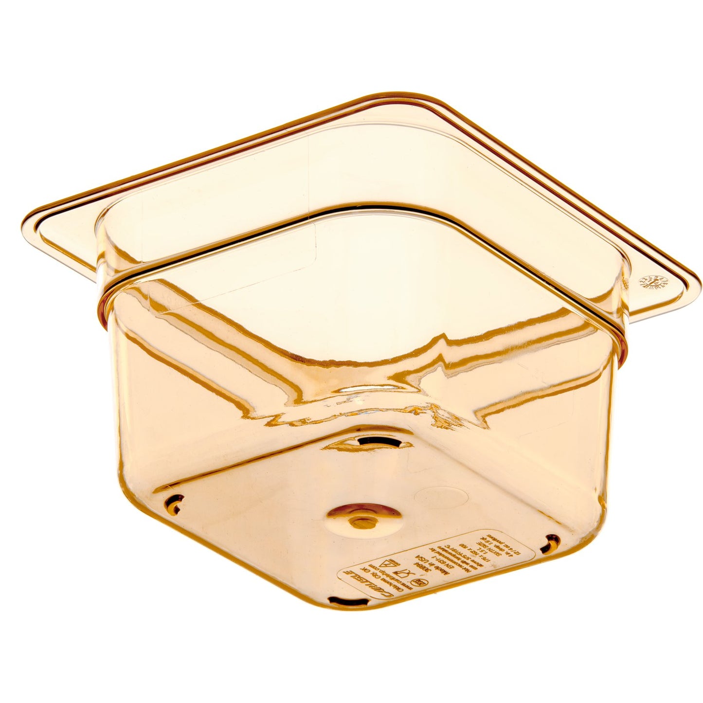 Carlisle 3088413 1/6 Size Amber High Heat Plastic StorPlus Food Pan, 4" Deep