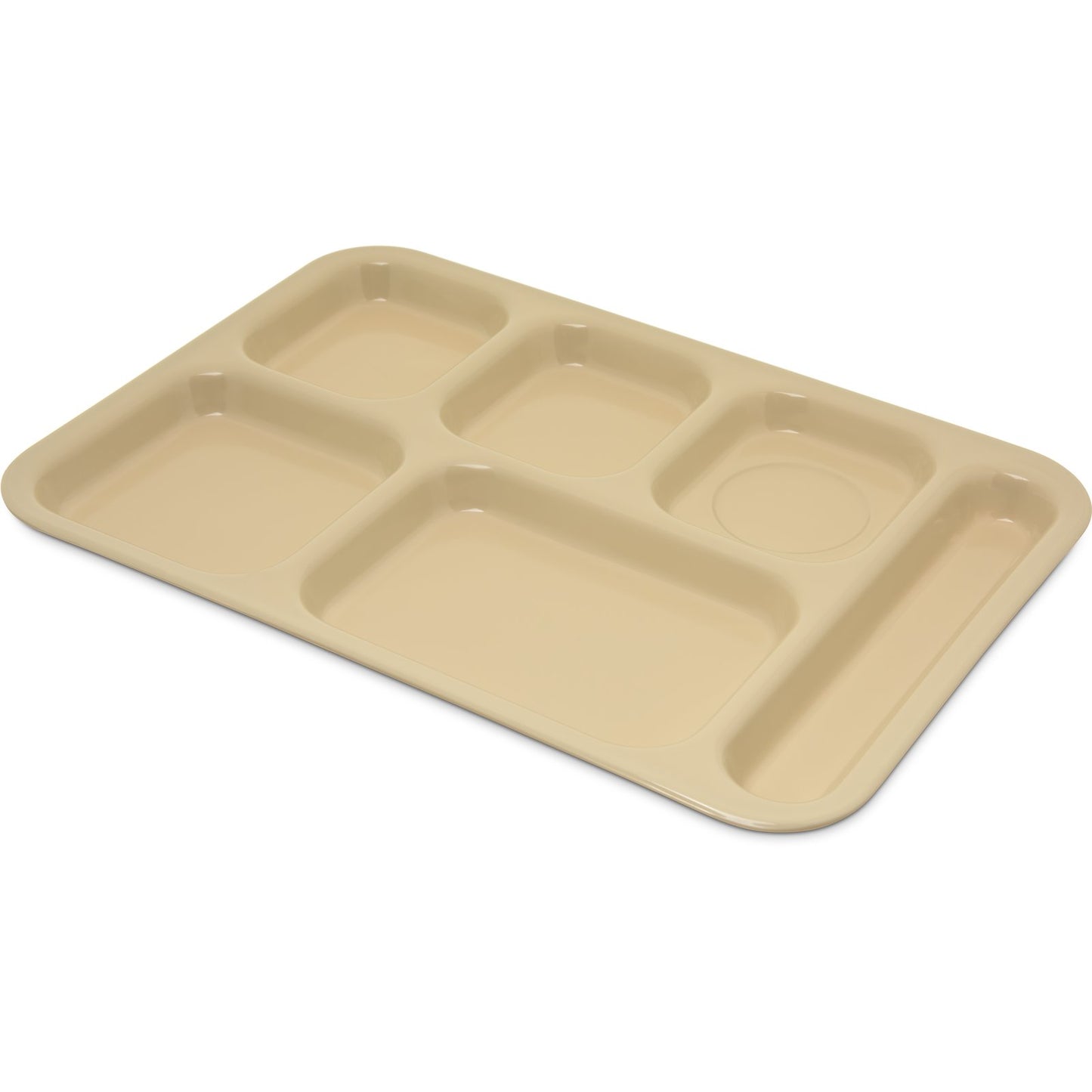 Carlisle 4398825 14.5" x 10" Tan 6-Compartment Melamine Right Hand Tray