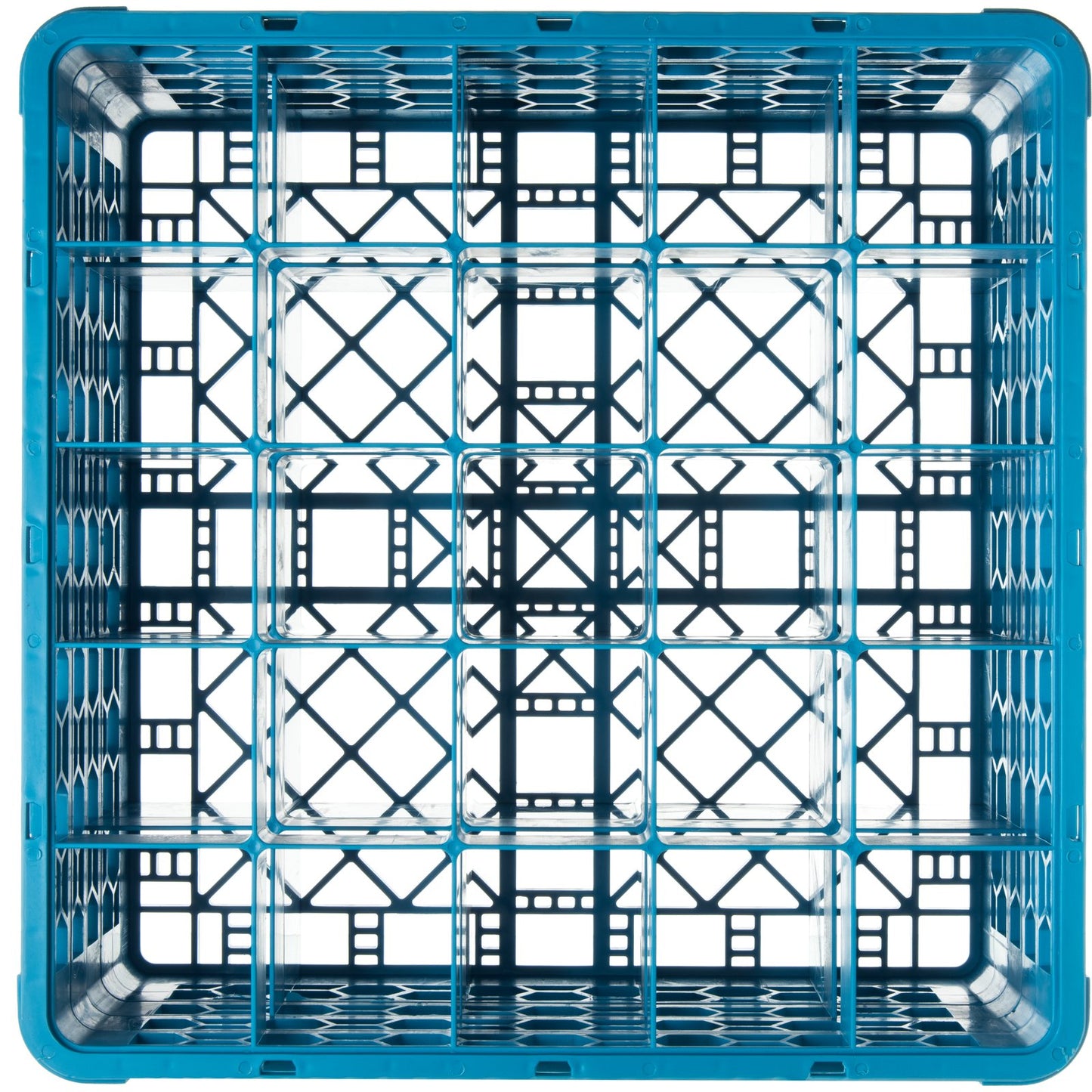 Carlisle RG25-314 Carlisle Blue 25-Compartment Polypropylene OptiClean Divided Glass Rack with 3 Extenders 8.72"