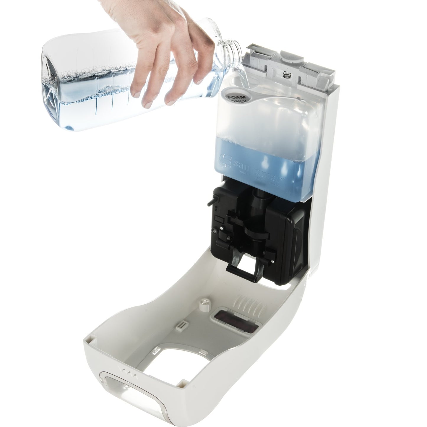 Carlisle SHF970WHCL 900 mL White/Clear Plastic Summit Rely Hybrid Electronic Soap, Foam