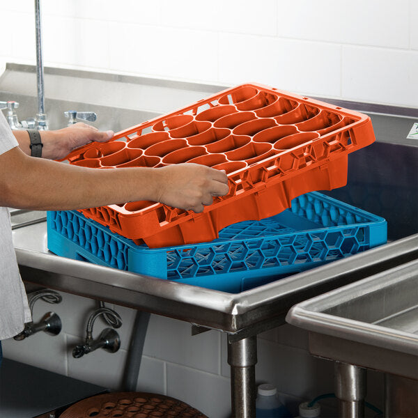 Carlisle REW30LC24 Orange 30 Compartment Polypropylene OptiClean NeWave Color-Coded Long Glass Rack Extender