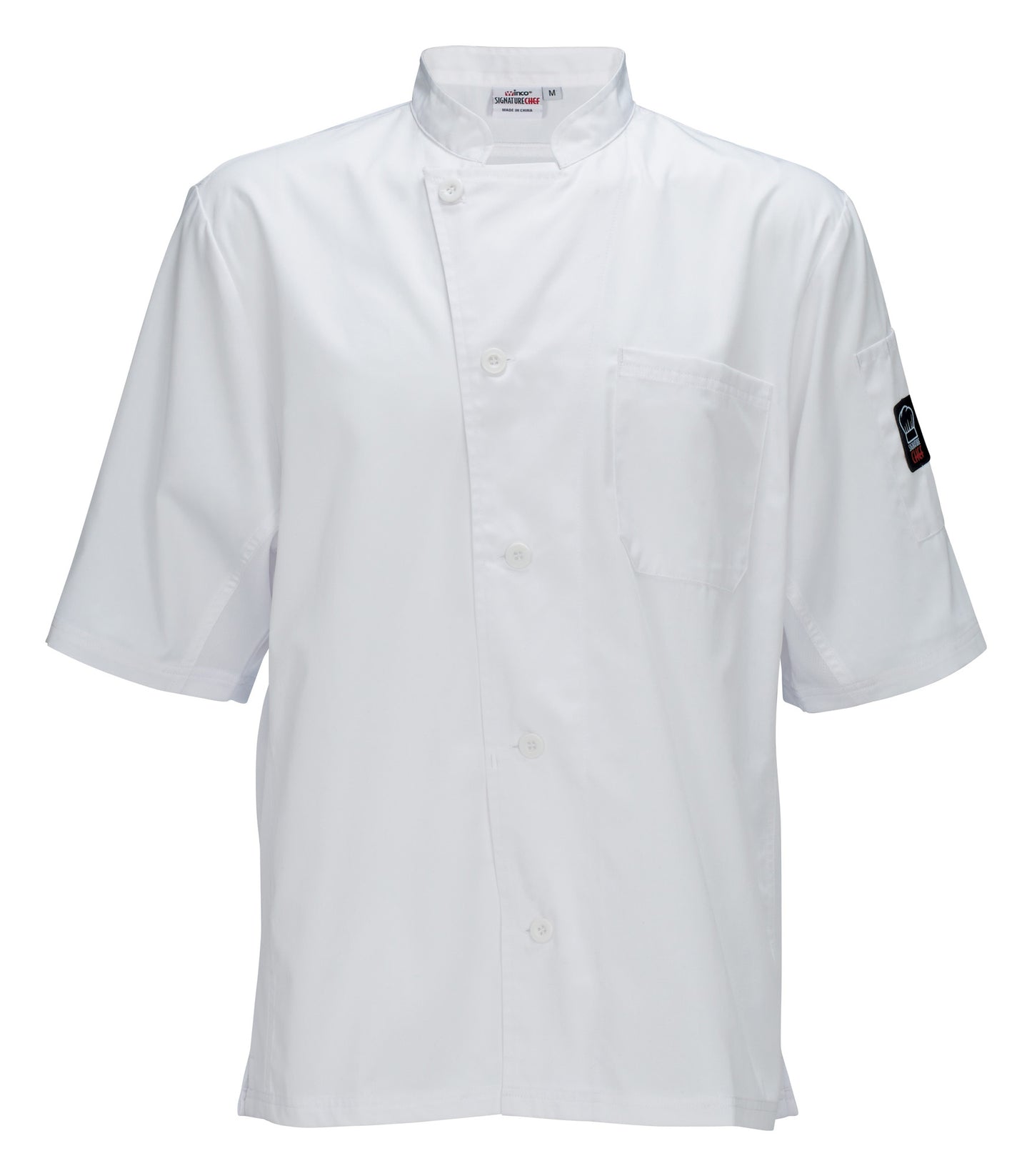 Winco UNF-9WXL Extra Large White Ventilated Cook Shirt, Short Sleeve