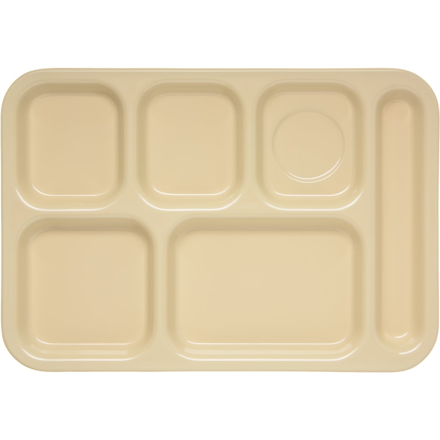 Carlisle 4398825 14.5" x 10" Tan 6-Compartment Melamine Right Hand Tray