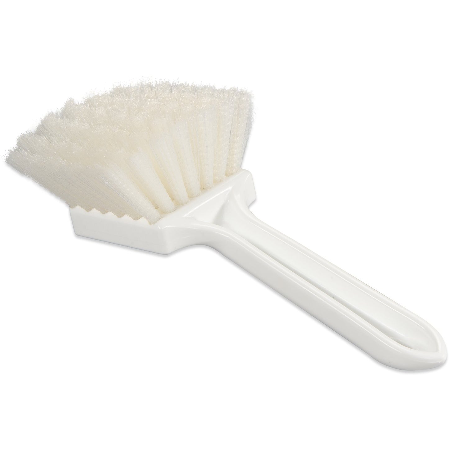 Carlisle 4054500 8" x 3" White Sparta Bent Handle Utility Scrub Brush With Stiff Polyester Bristles