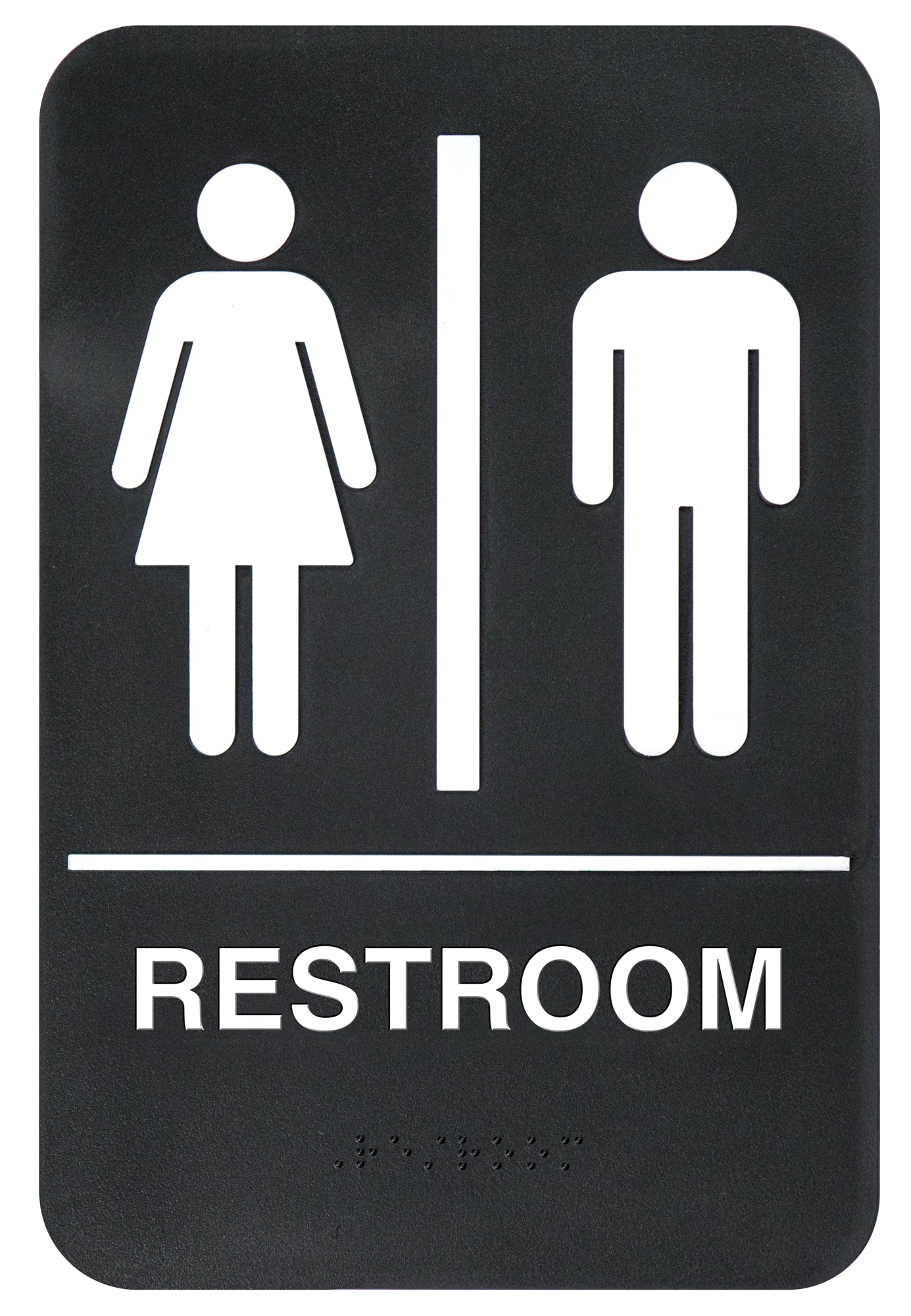Winco SGNB-603 6" x 9" Information Sign (Braille) - "Restroom"