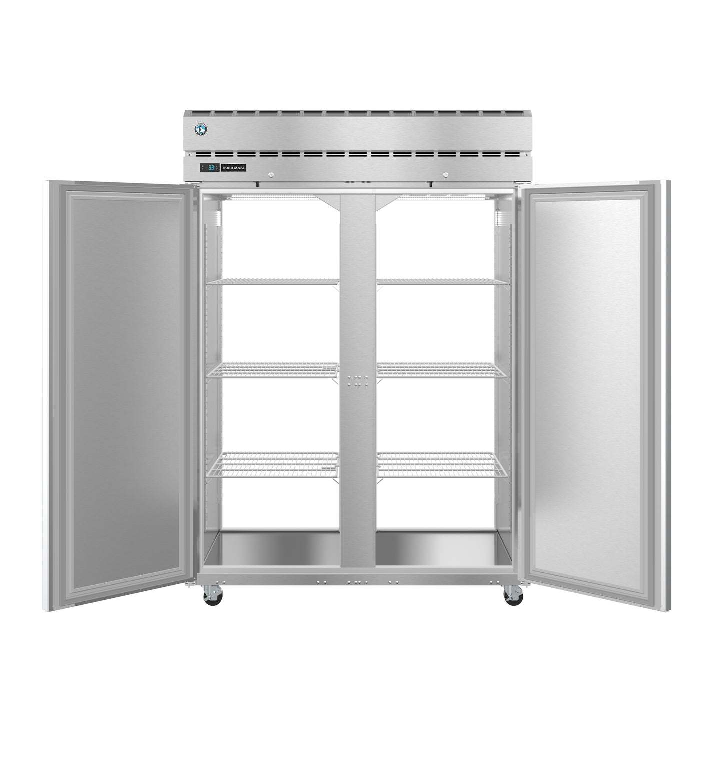 Hoshizaki PT2A-HS-HS Two Section Half Stainless Steel Doors with Lock Upright Pass Thru Refrigerator
