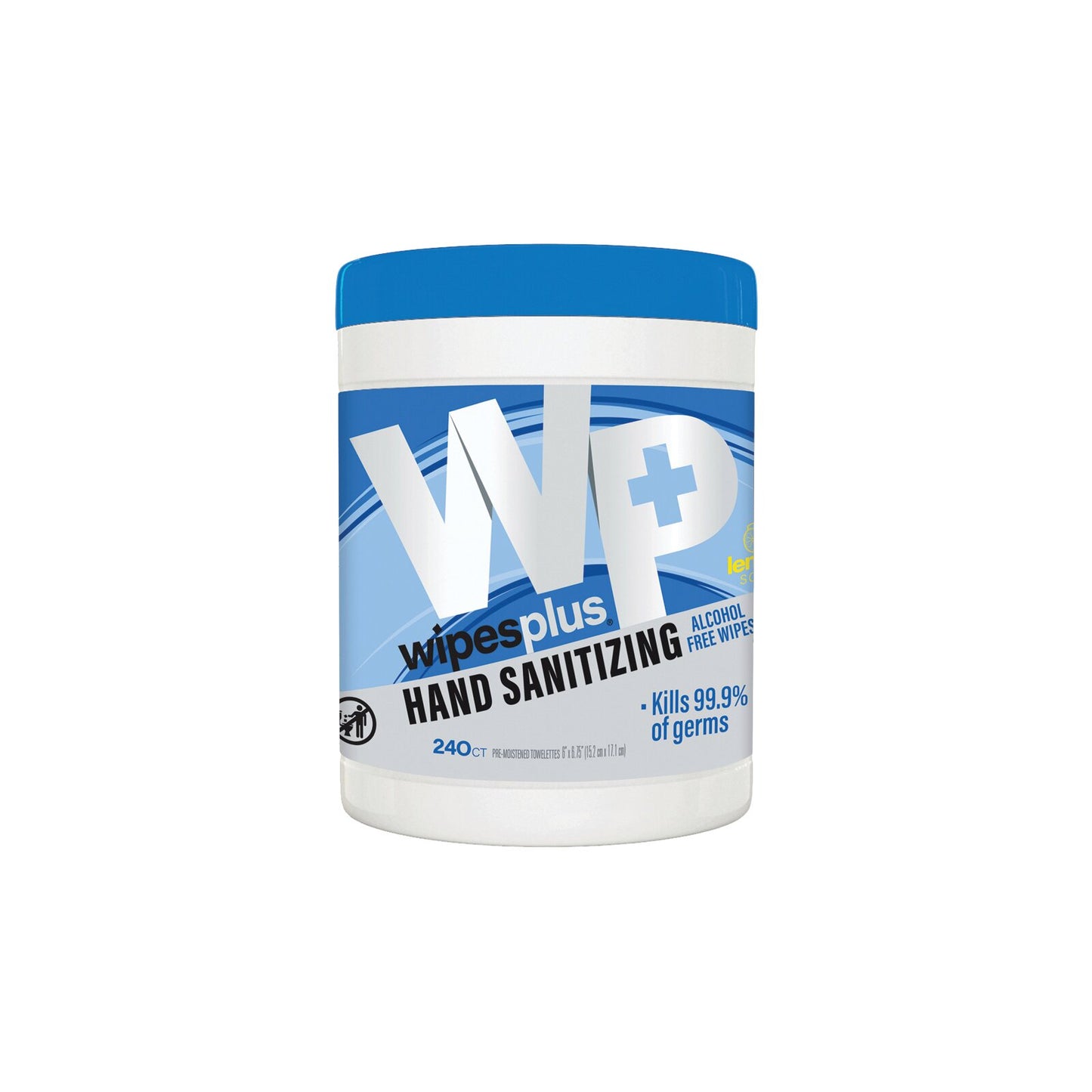 WipesPlus 33803 White Hand Sanitizing Alcohol Free Wipes, Canister (12/240s)