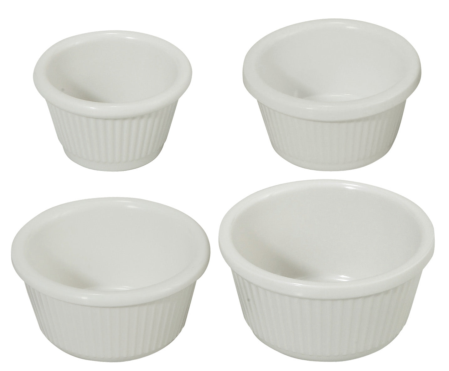 Winco RFM-4W 4 oz. White Fluted Ramekins