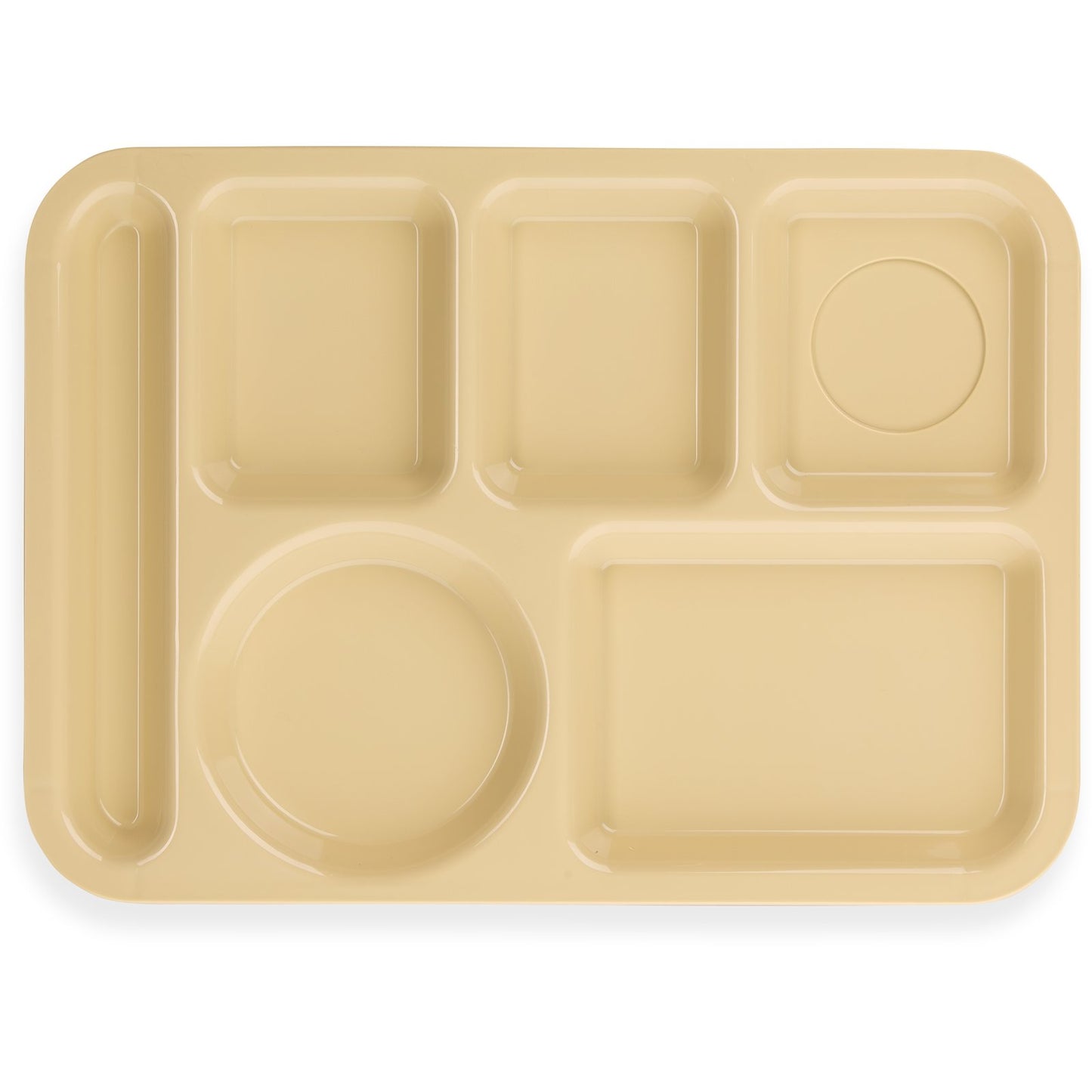 Carlisle P61425 10" x 14" Tan 6-Compartment Polypropylene Left-Hand Tray