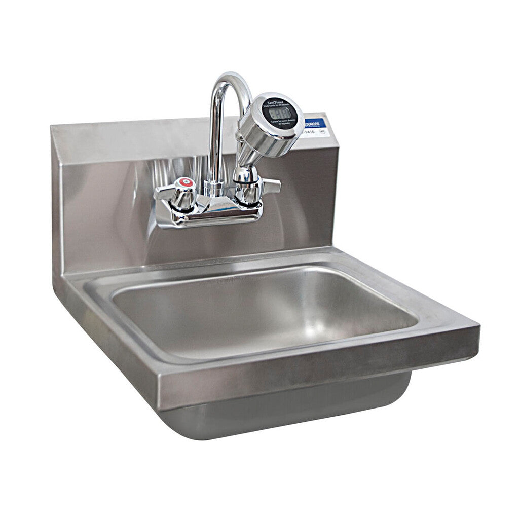BK Resources BKHS-W-1410-STPG Stainless Steel Wall Hung Hand Sink w/ Sanitimer 1-7/8" Drain