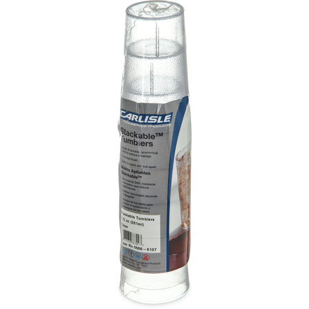 Carlisle 5506-8107 9.5 oz Clear SAN Stackable Tumbler - Cash & Carry (6/pk)