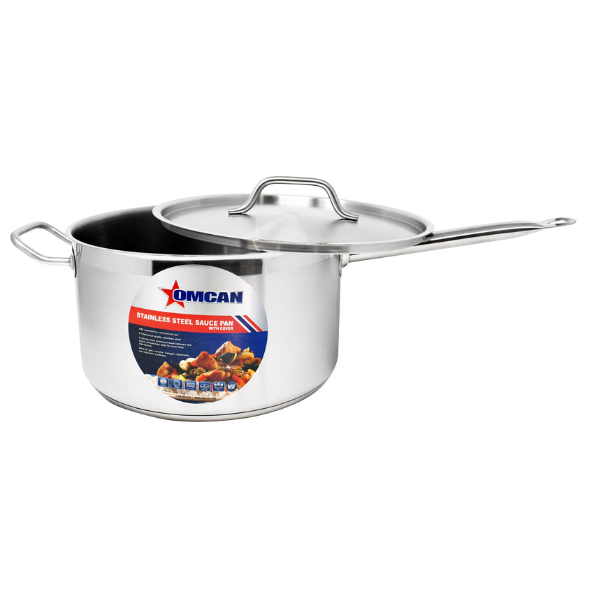 Omcan 80436 10 Qt Stainless Steel Sauce Pan with Cover and Handle