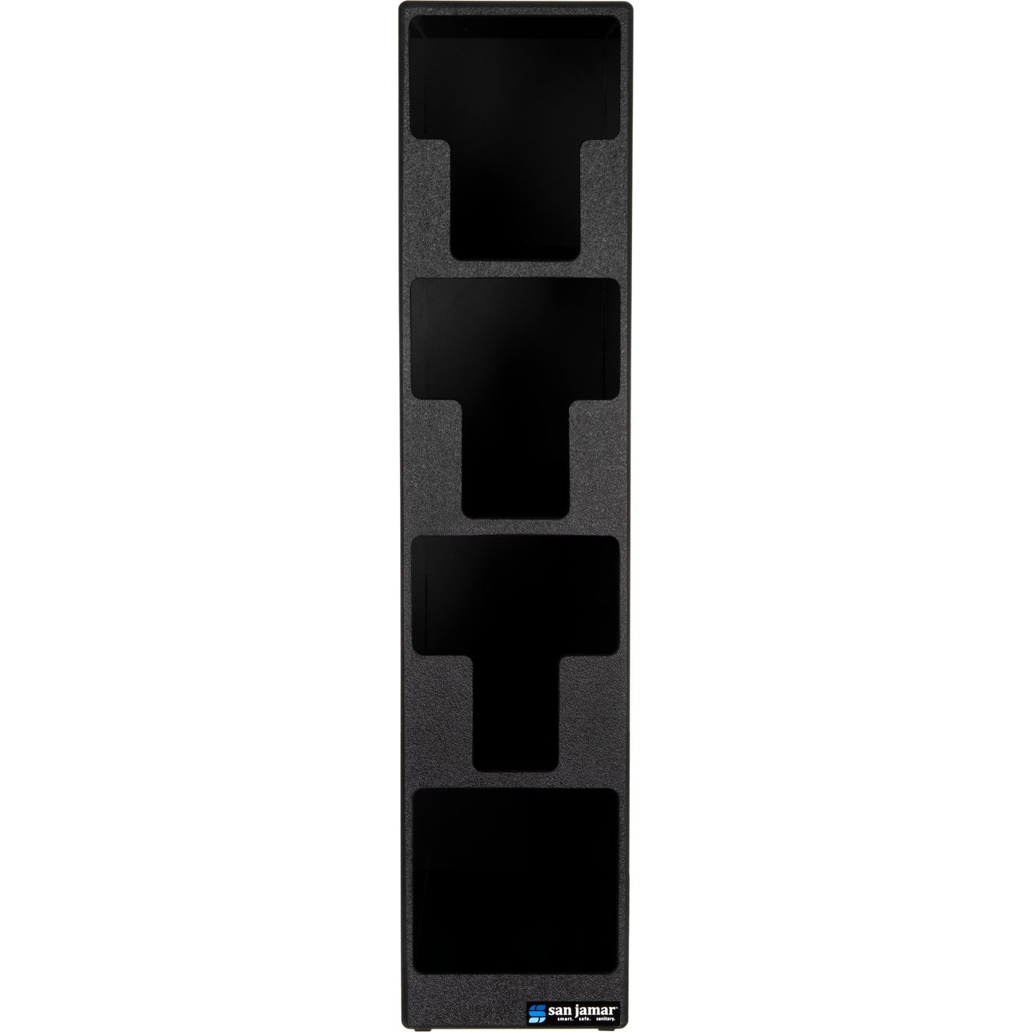 San Jamar L2203 26.25" x 7.25" x 15.25" Black 4-Slot Lid and Straw Tower