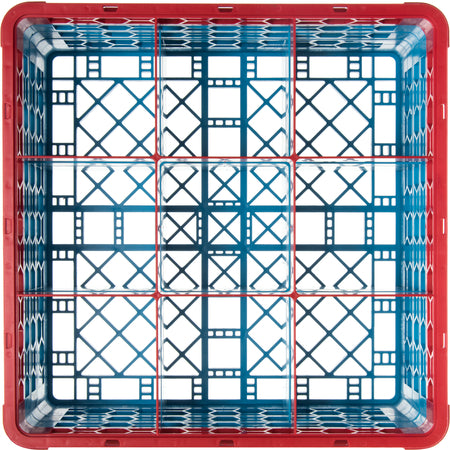 Carlisle RW20-314 Carlisle Blue 20-Compartment Polypropylene OptiClean NeWave Glass Rack with 4 Integrated Extenders