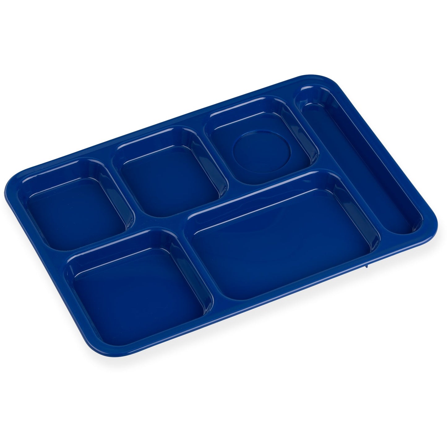 Carlisle P614R14 10" x 14" Blue 6-Compartment Polypropylene Right-Hand Tray