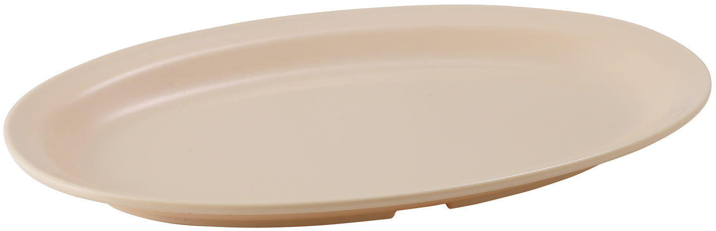 Winco MMPO-118 11-1/2" x 8" Tan Melamine Narrow Rim Platters
