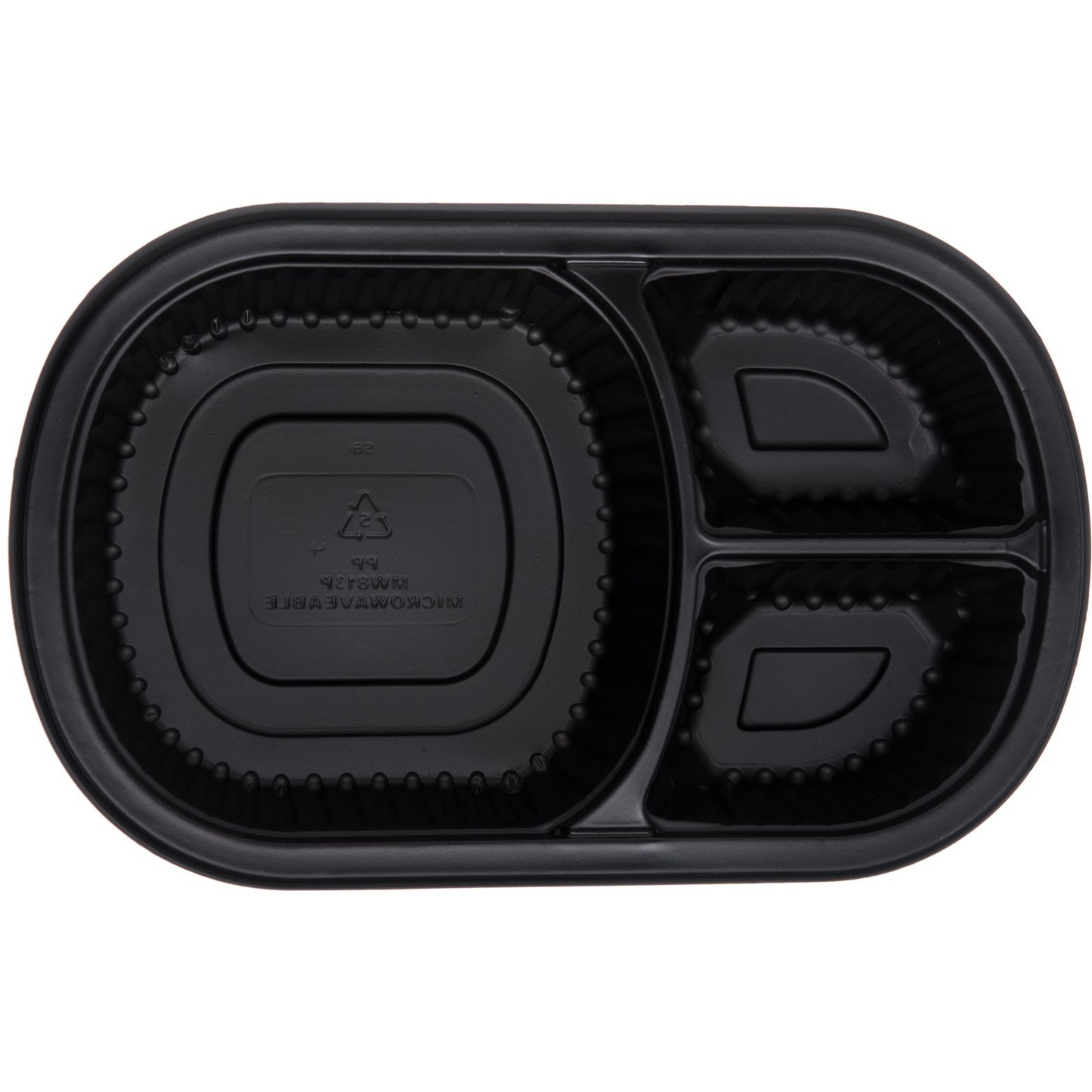 Proex DXMW813PBLK 18/4/4 oz. Black 3-Compartment Microwaveable Entrée (250/cs)