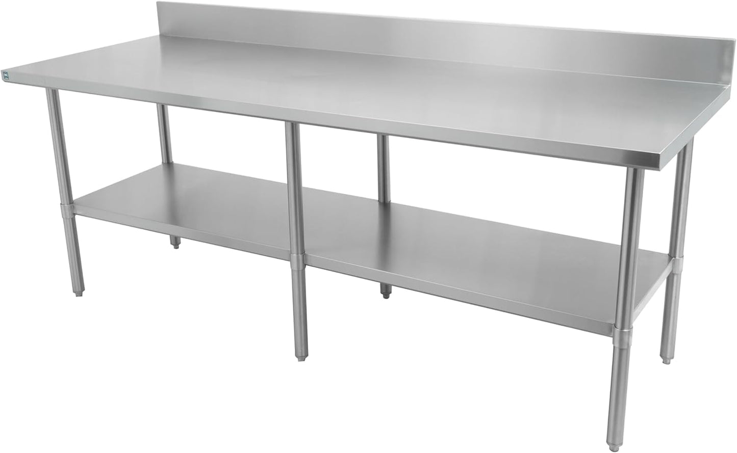 Thorinox DSST-2496-BKSS 24" x 96" Stainless Steel Work Table with Backsplash & Stainless Steel Undershelf & Legs