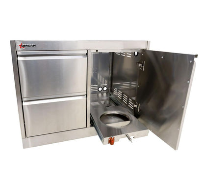 Omcan 47877 32" Stainless Steel Cabinet Stand for #47876 with Gas Tank Cabinet and 2 Drawers with Soft Hinge Drawer Slide