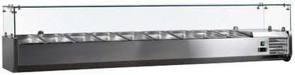 Omcan 46680 79" Refrigerated Topping Rail with Glass Guard