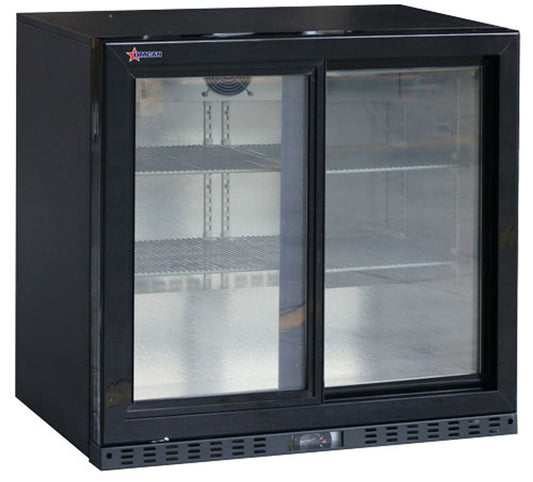 Omcan 47587 35" 2-Door Sliding Glass Door Back Bar Beverage Cooler