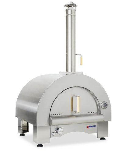 Omcan 47875 33" Stainless Steel Countertop Wood Burning And Propane Gas Pizza Oven