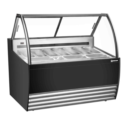 Omcan 49007 55" Gelato Display Showcase (Black Exterior) with 10 Pans