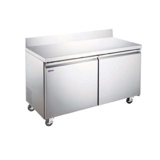 Omcan 50096 11 cu.ft./ 320L 47" 2-Door Worktop Freezer With Backsplash
