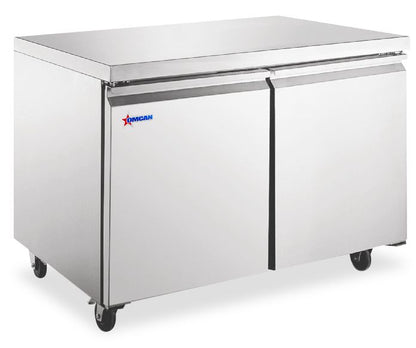 Omcan 50103 8.7. cu.ft./246 L 36" 2-Door Stainless Steel Undercounter Freezer