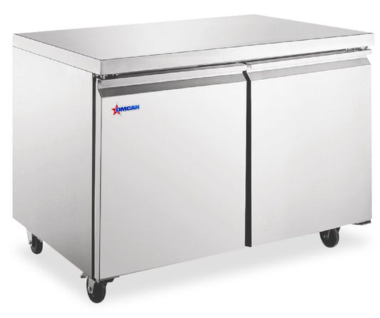 Omcan 50103 8.7. cu.ft./246 L 36" 2-Door Stainless Steel Undercounter Freezer