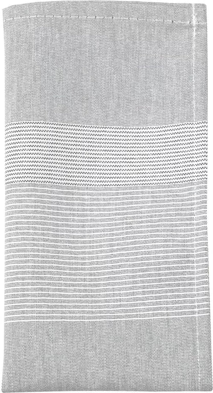 Snap Drape 54352222NH503 22x22 Hem Black 50% Spun Polyester/50% Filament Napkin Ticking w/ White Stripes